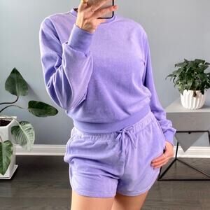 New Terry Cloth Purple Long Sleeve Top Size Small